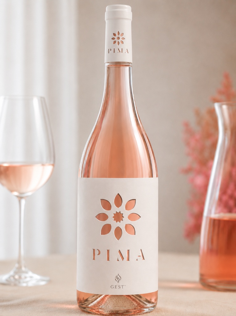 PIMA Primitivo Rosato — bottiglia e calice